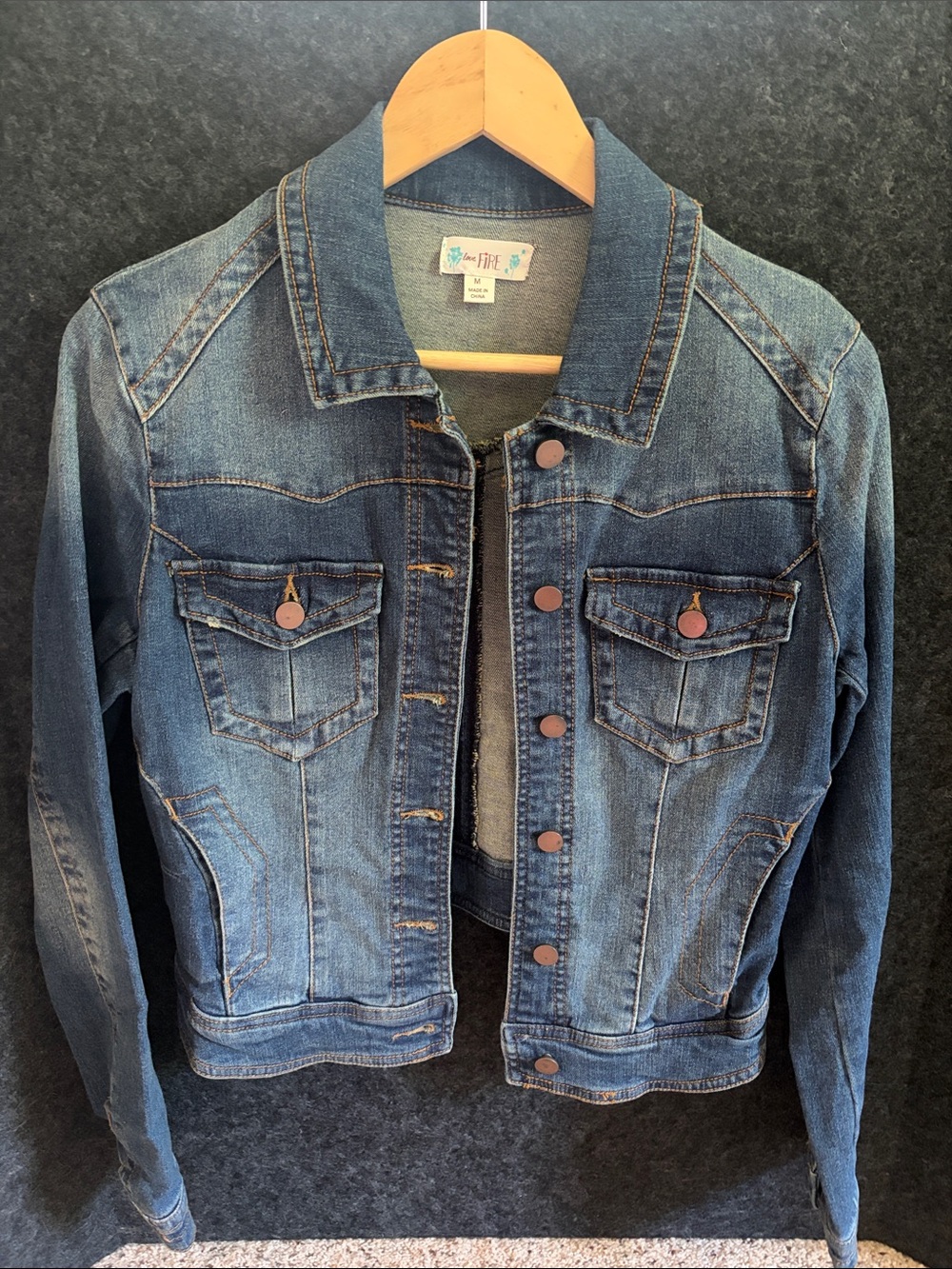love, Fire Women's Medium Blue Denim Jacket